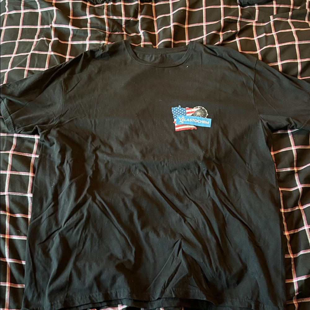 Black Graphic T-Shirt with Flag Design